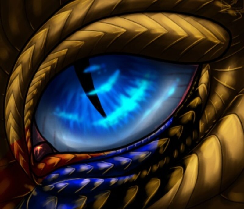 Dragon Eye Close-up — Blue, Dramatic