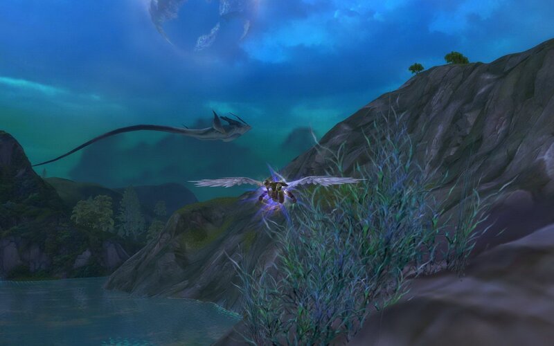 dragon flight over a lake