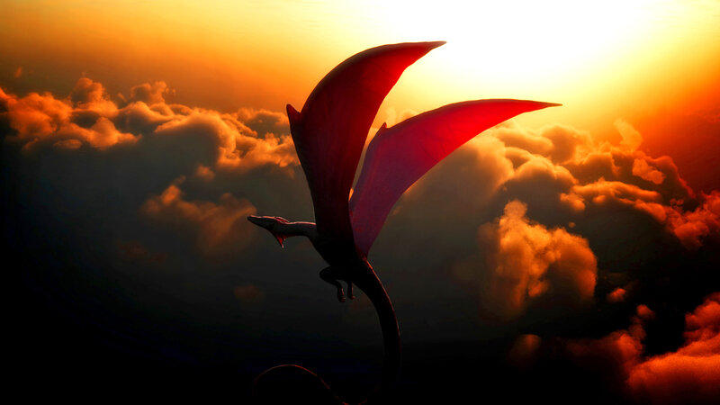 Dragon Flying Above Clouds