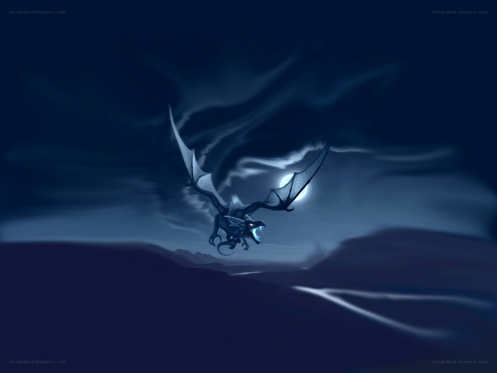 dragon flying at night