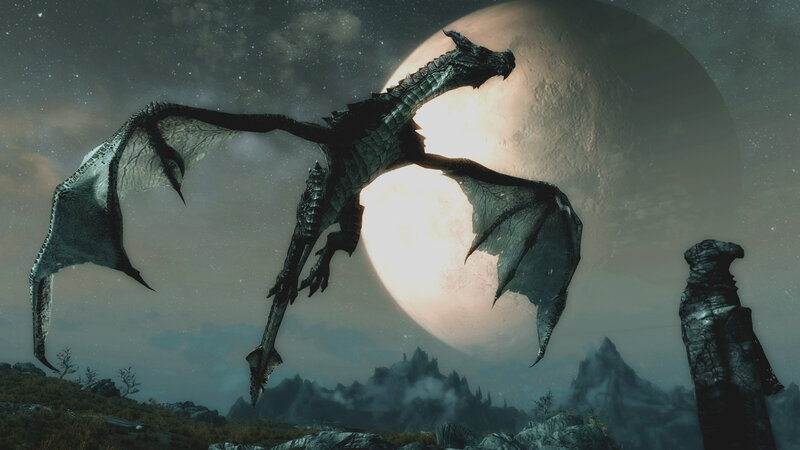 dragon flying at night