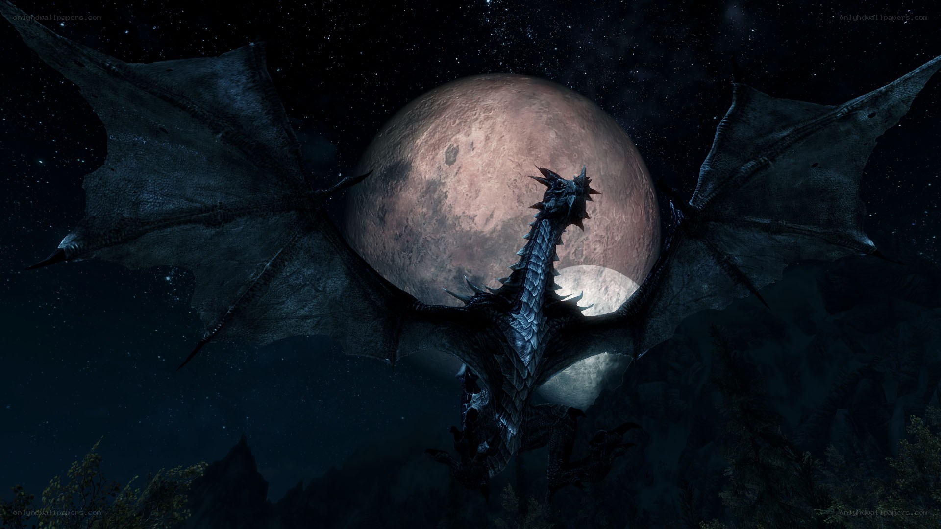 dragon flying at night