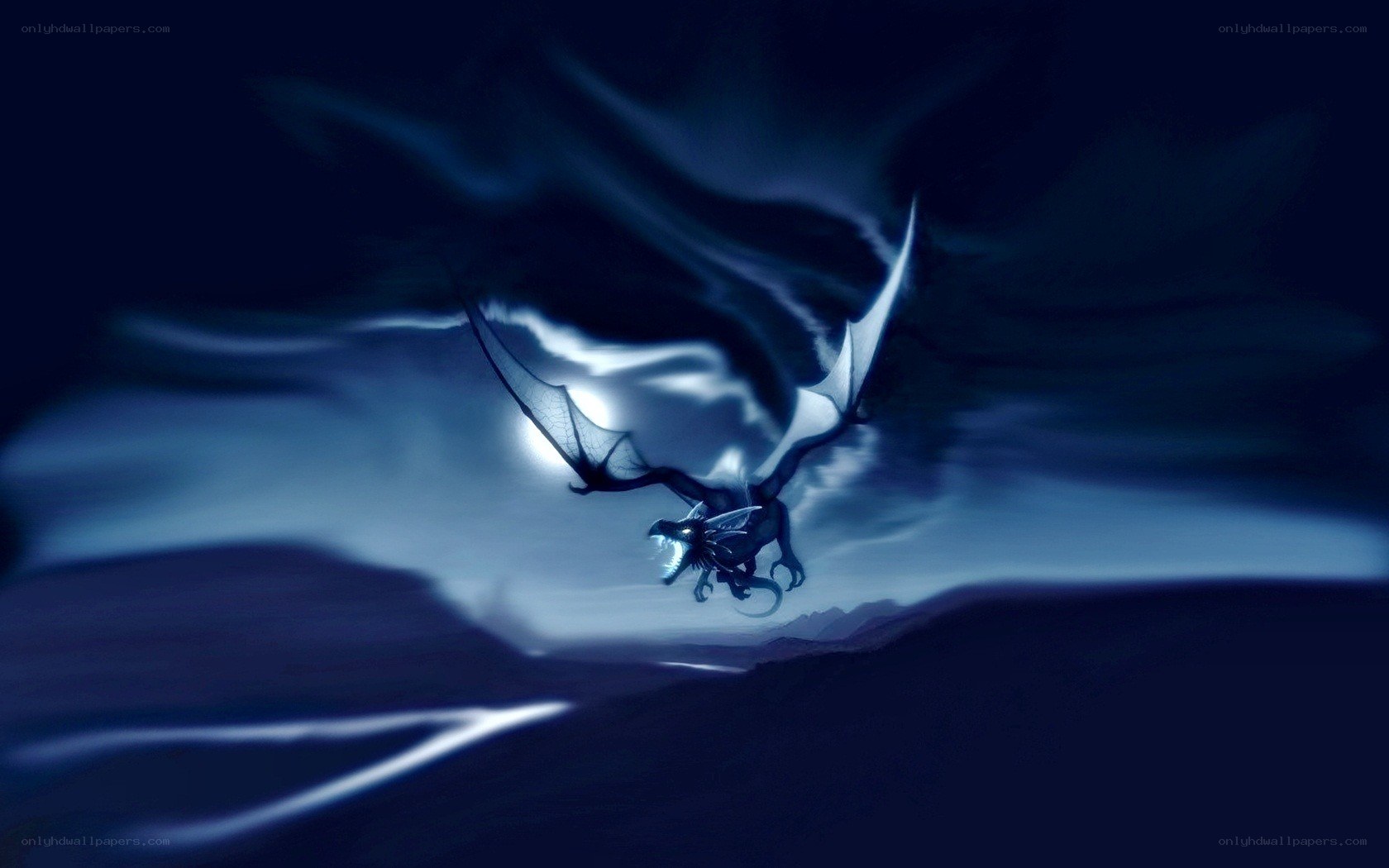 dragon flying at night