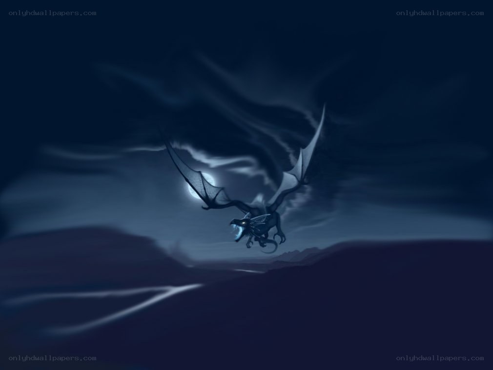 dragon flying at night