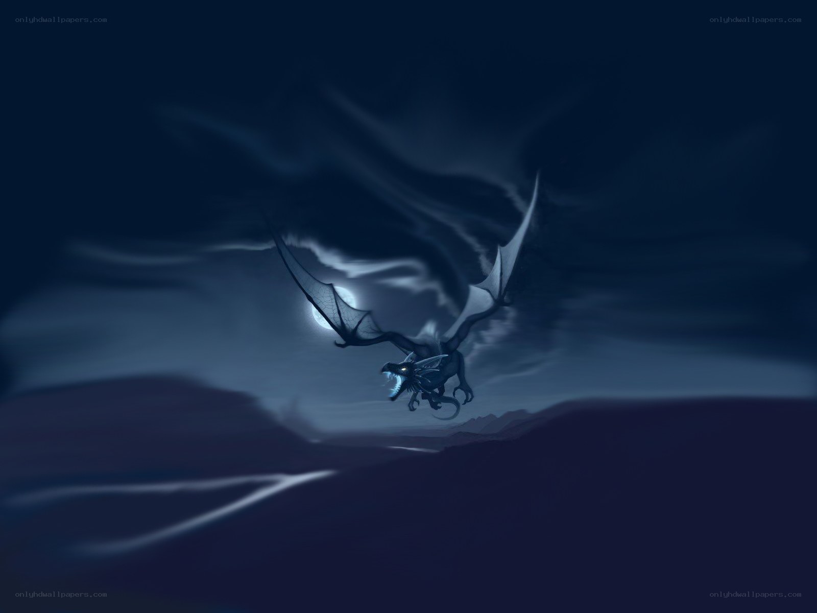 dragon flying at night
