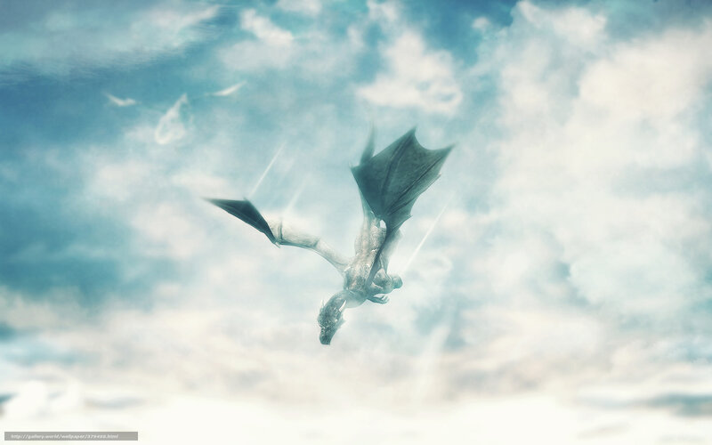 dragon flying in cloudy sky