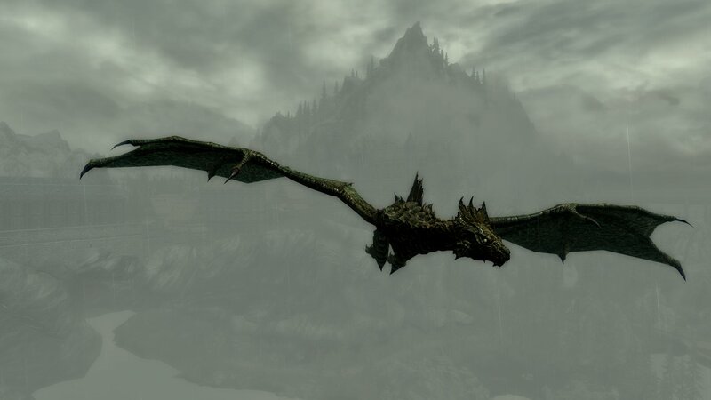 Dragon Flying in Rain
