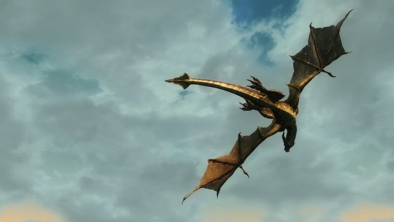 Dragon Flying in Sky — Gray