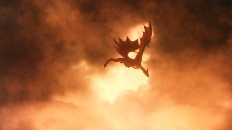 Dragon Flying in Sky — Orange