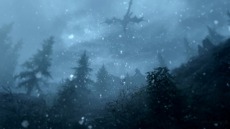 Dragon Flying in Snow