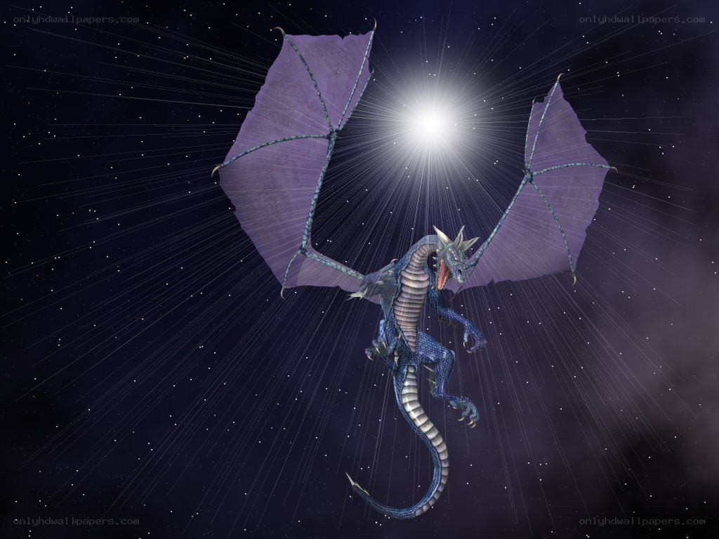 dragon flying in starry sky