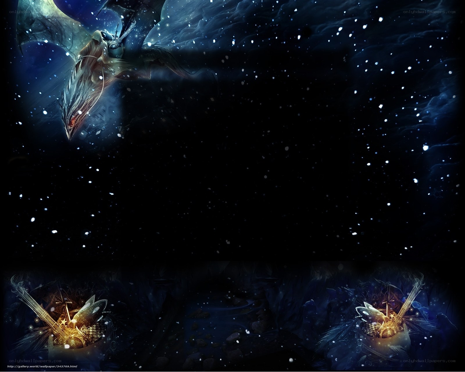 dragon flying over a dark landscape