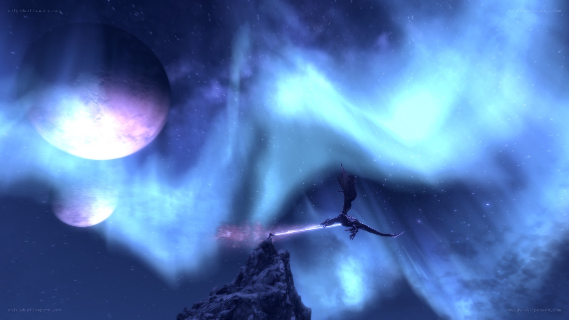 dragon flying over a mountain