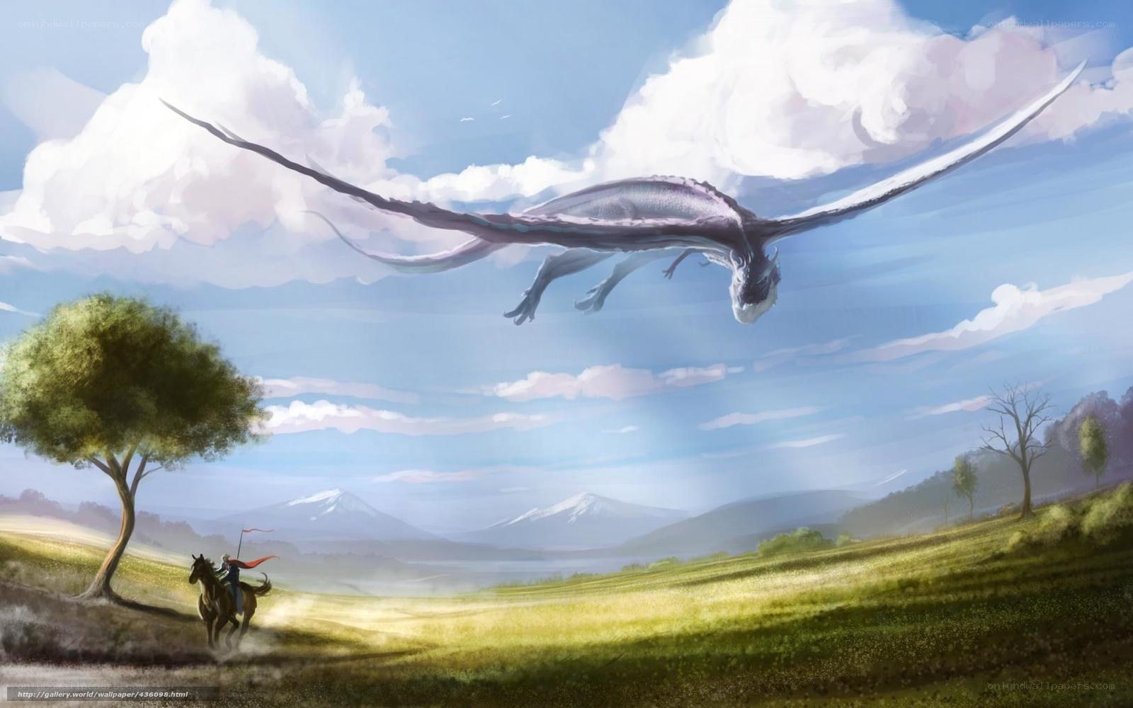 Dragon flying over a rider