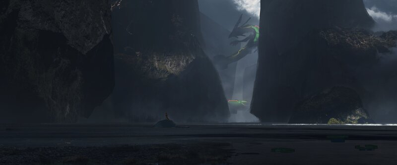 Dragon Flying over Canyon — Dark Gray