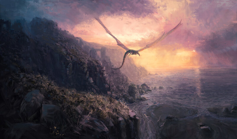 Dragon Flying over Coast