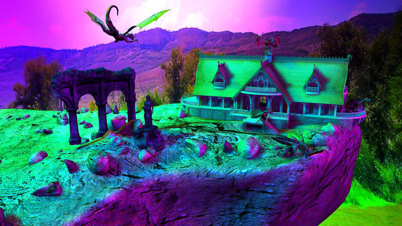 Dragon Flying over House