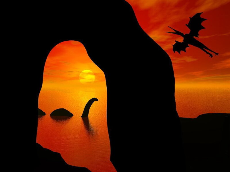 Dragon Flying over Lake