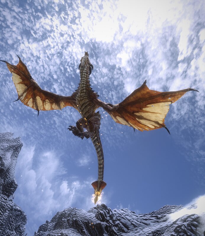 Dragon Flying over Mountains — Blue, Dramatic, Winter