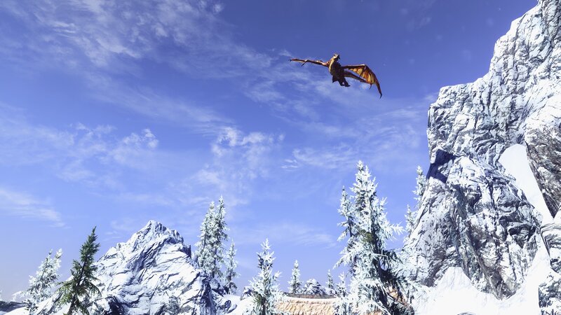 Dragon Flying over Mountains — Blue, Serene, Winter