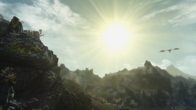 Dragon Flying over Mountains — Gray, Serene