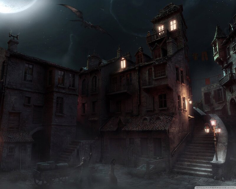 Dragon Flying over Town — Dark Gray