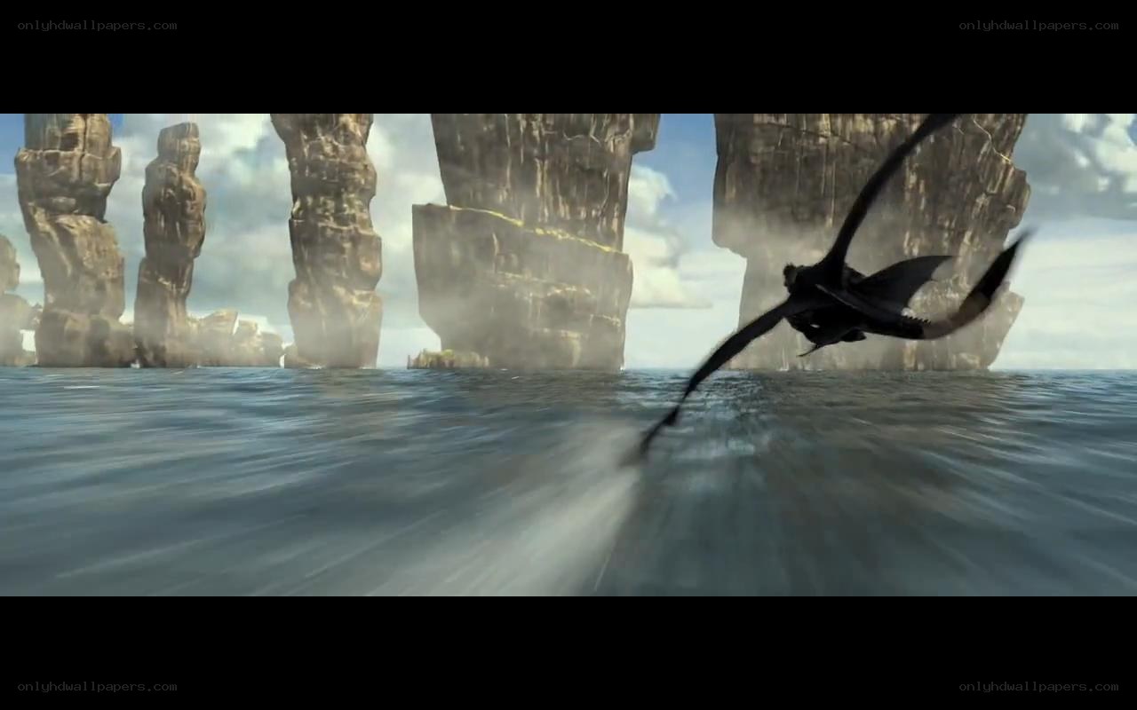 dragon flying over water