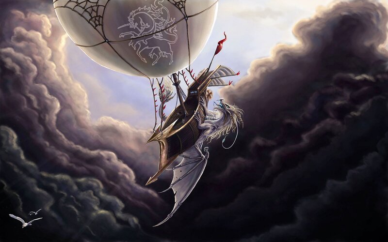 Dragon Flying with Airship