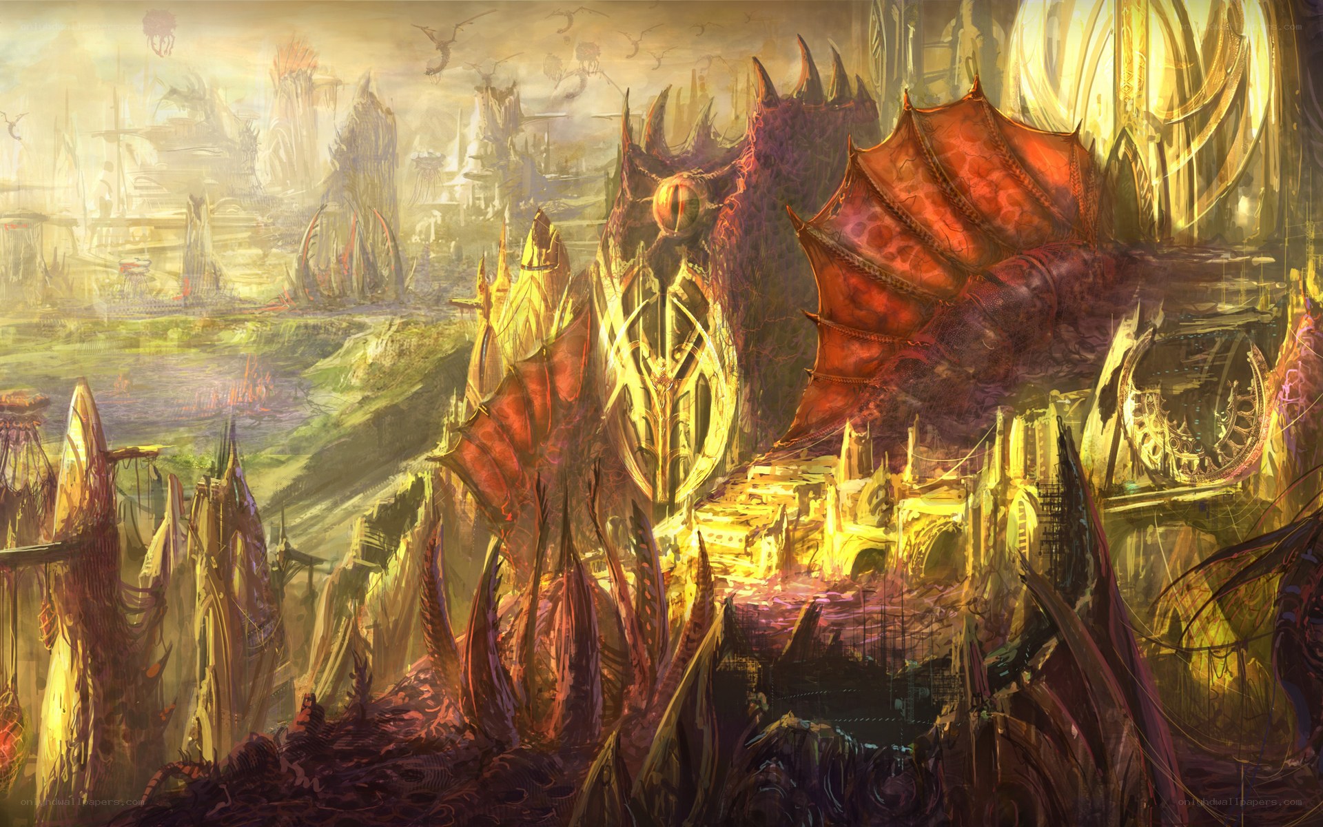 dragon fortress fantasy landscape