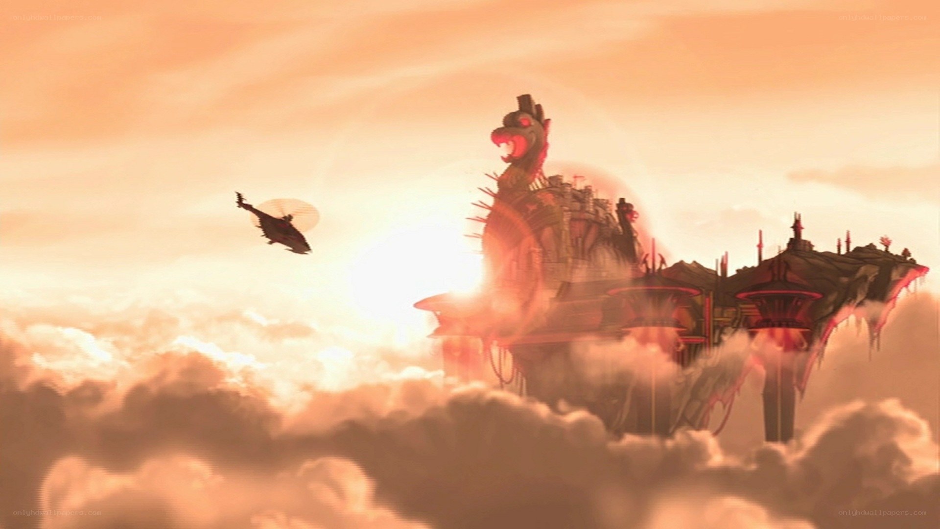dragon fortress in clouds