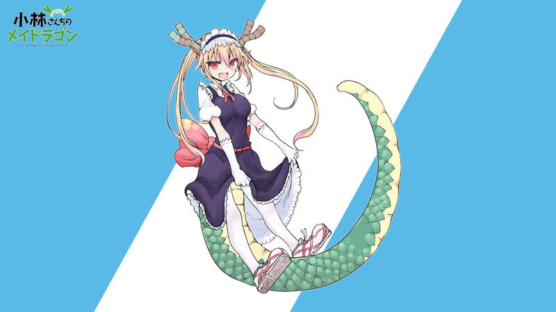 Dragon Girl in Maid Outfit — Blue, Playful