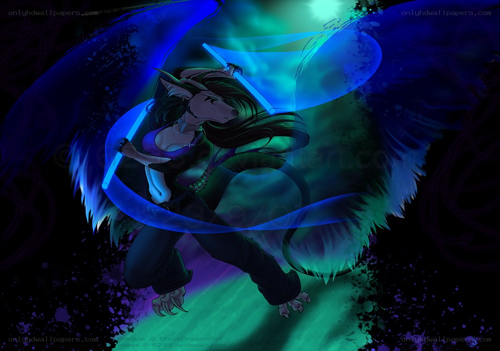dragon girl with glowing staff