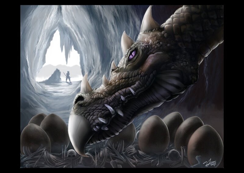 dragon guarding its eggs