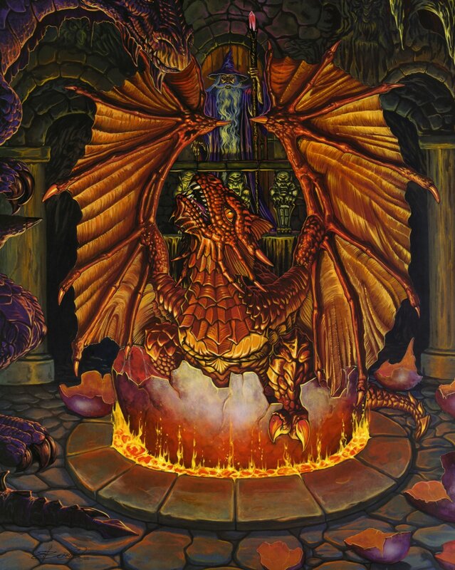 dragon hatching in a dungeon
