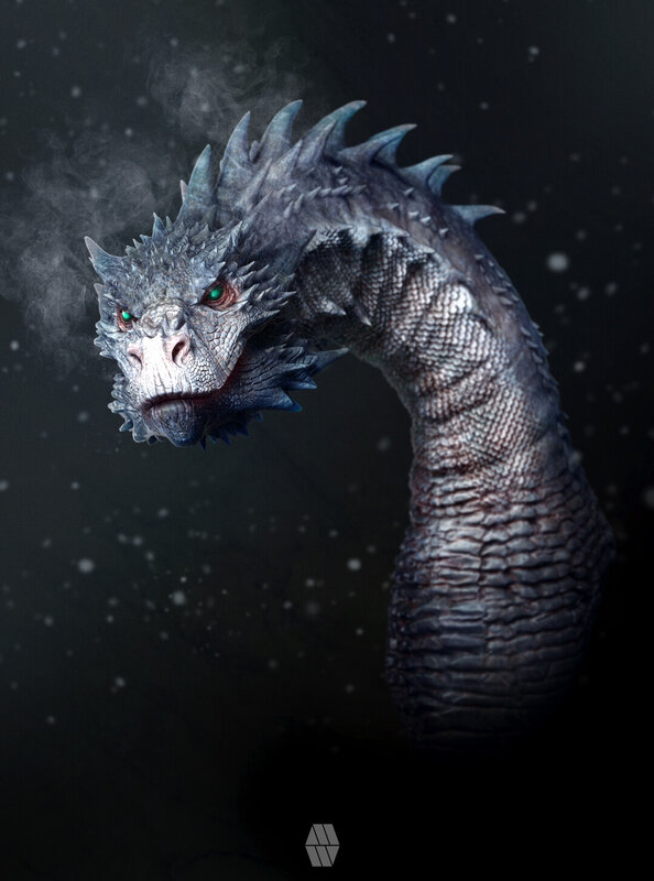 Dragon Head and Neck — Gray, Dramatic