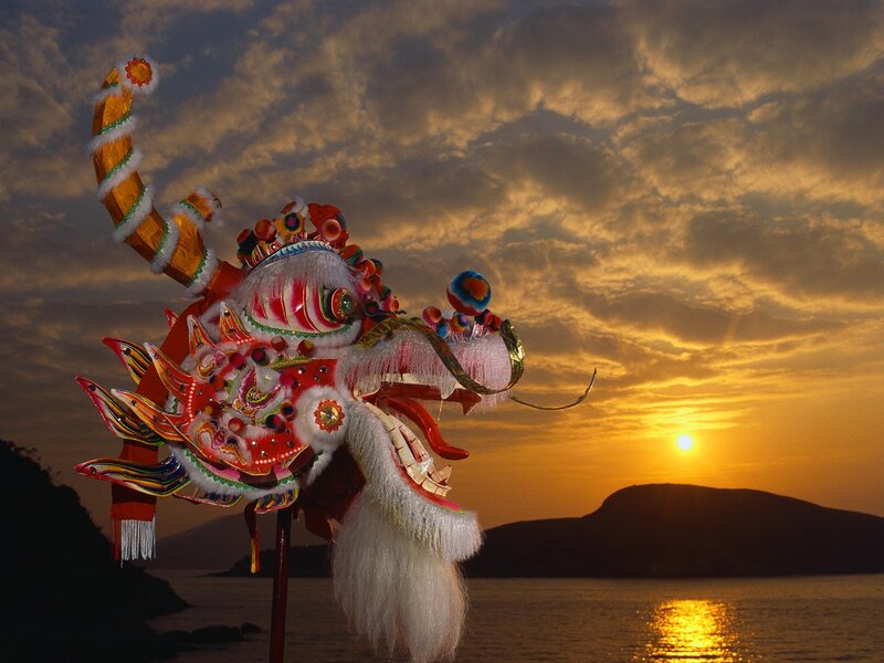 Dragon head at sunset