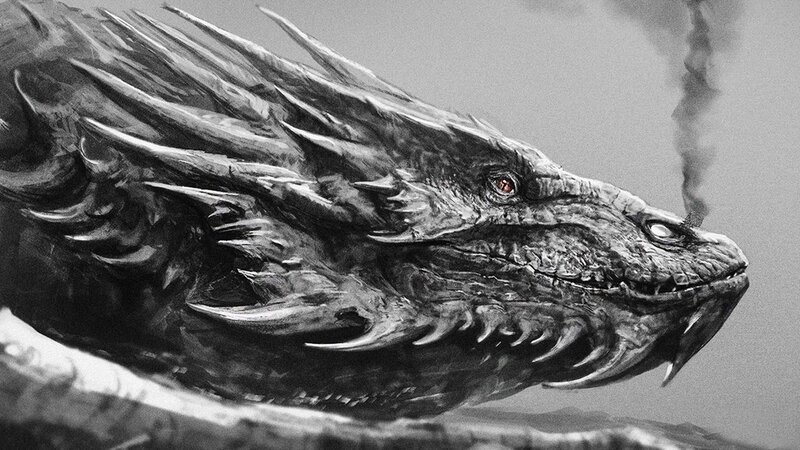 Dragon Head Close-up — Black, Dramatic