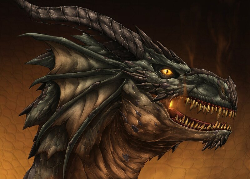 Dragon Head Close-up — Brown, Dramatic