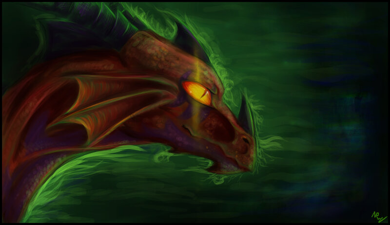 Dragon Head in Green Mist