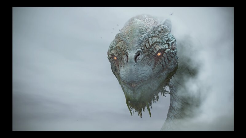 Dragon Head in Mist — Gray, Ominous