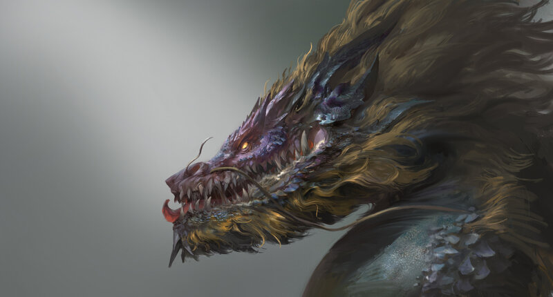 Dragon Head in Profile — Purple