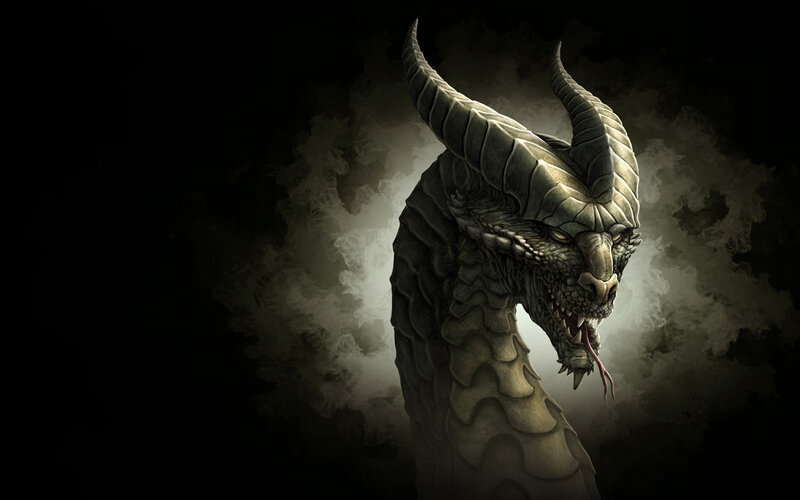 Dragon Head with Horns