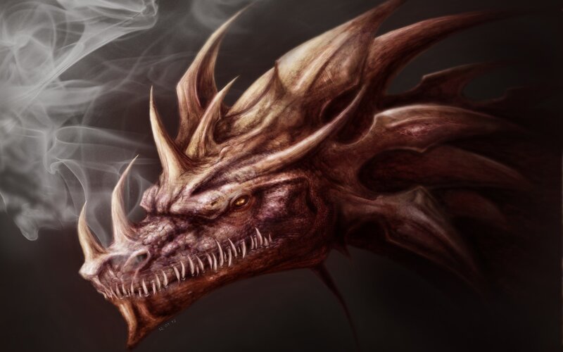 Dragon Head with Smoke — Brown