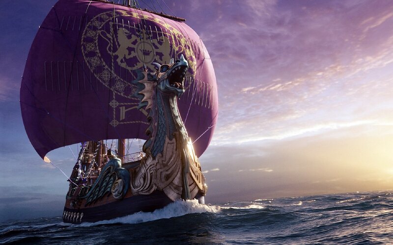 Dragon-headed Ship — Purple, Dramatic, Sunset, Digital Art