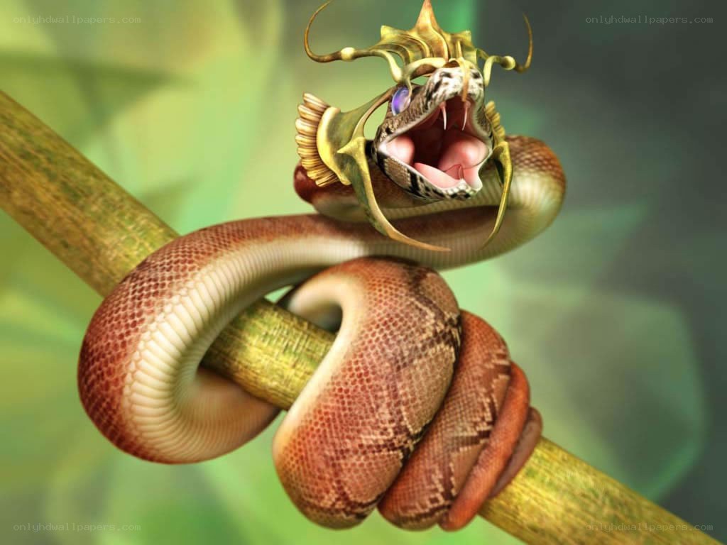 dragon-headed snake on a branch