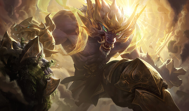 Dragon-headed Warrior — Gold, Dramatic