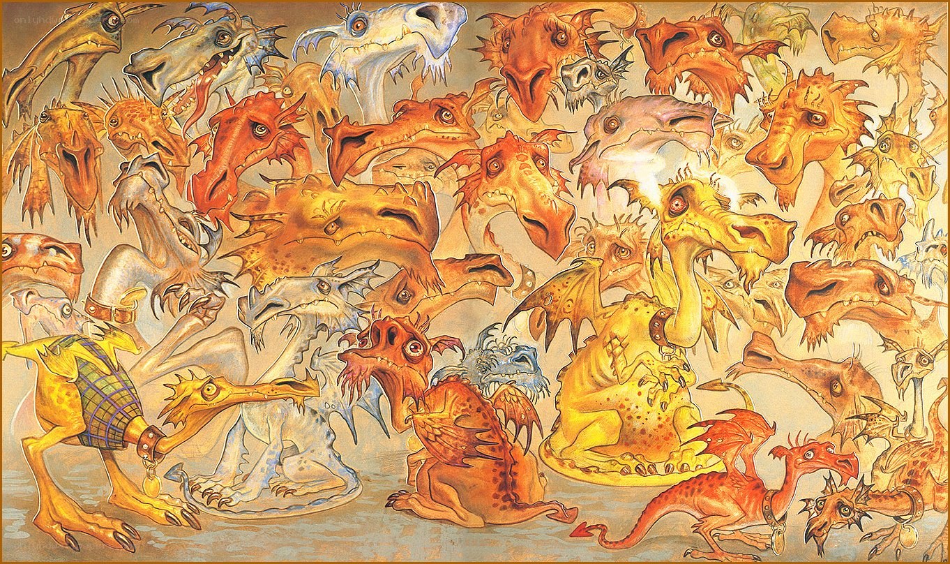 Dragon heads collage