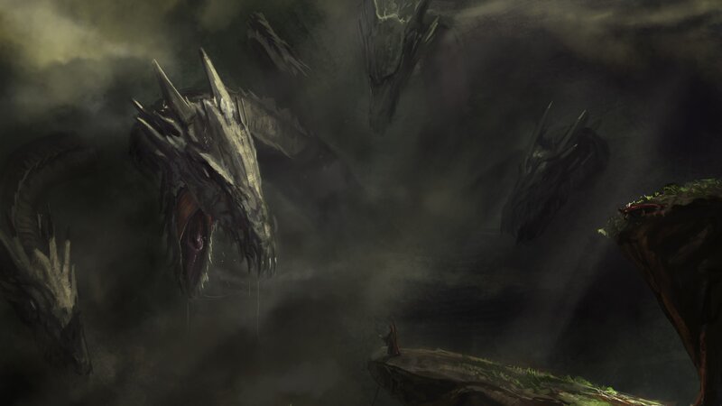 Dragon Heads in Mist
