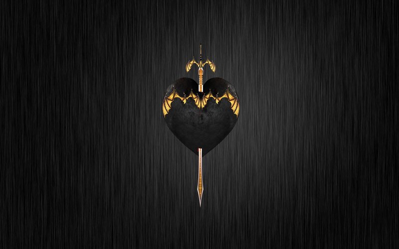 dragon heart with sword