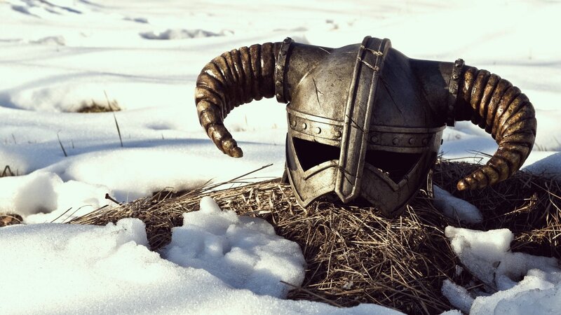Dragon Helmet in Snow — White, Dramatic, Winter